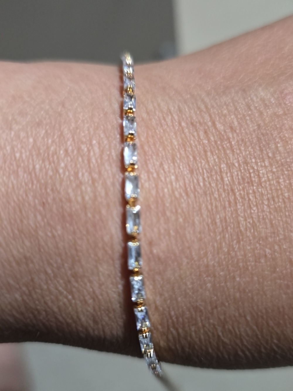 Delicate Gold and Clear Tennis Bracelet - Women Jewelry